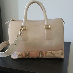 Furla handbag , blush pink & white